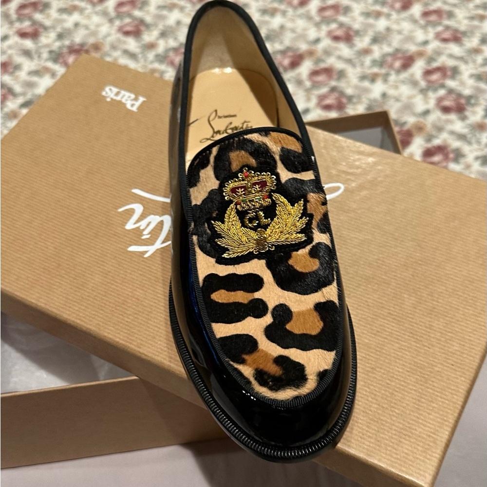 Christian Louboutin Brown and Black Loafers with Elegant Slip-On Design